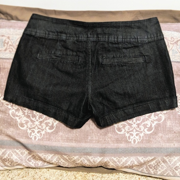Dark Denim Button Detail Shorts - Picture 2 of 3